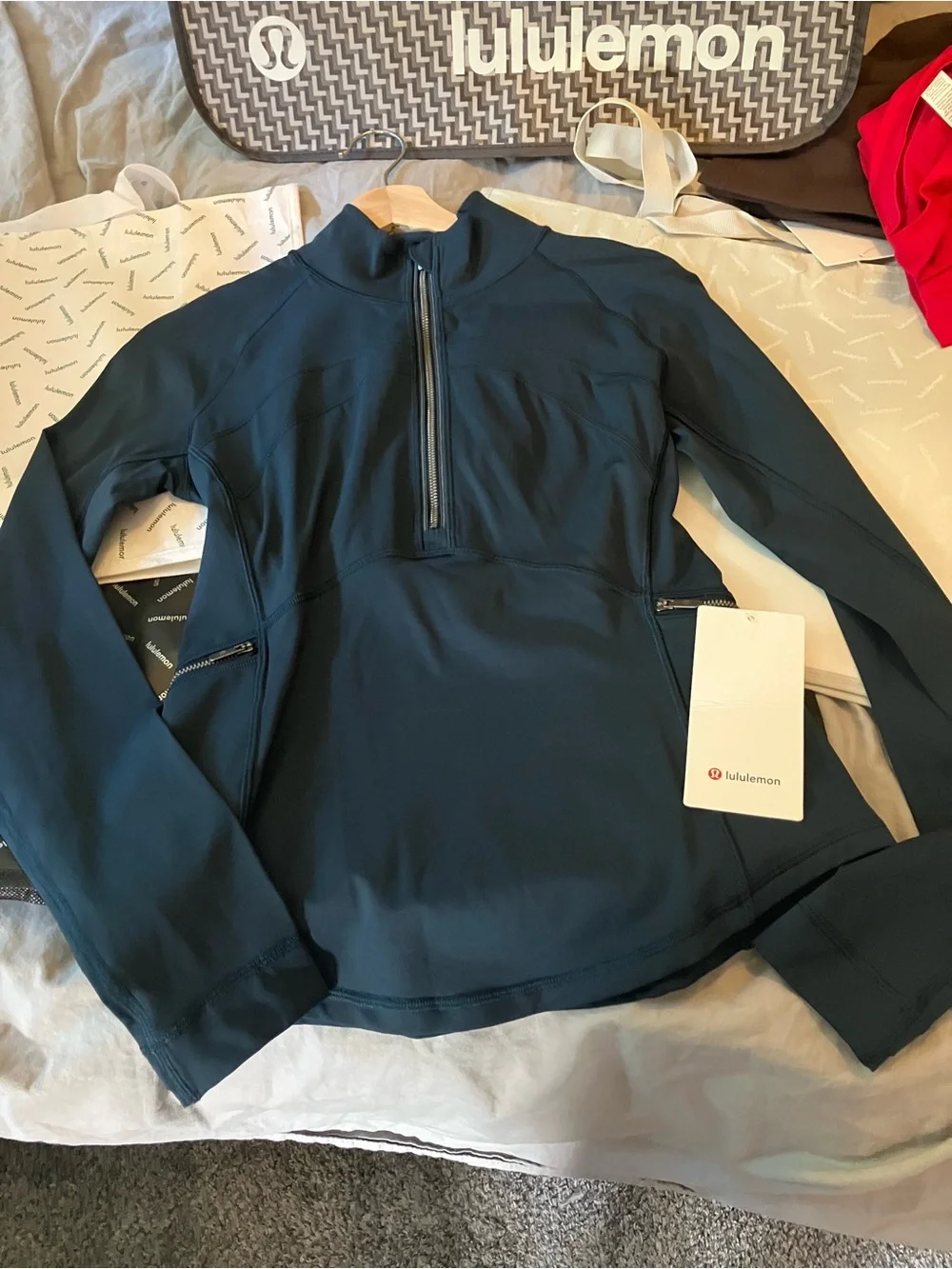 NWT Lululemon Front Of The Pack 1/2 Zip, Sz 6, Nocturnal Teal